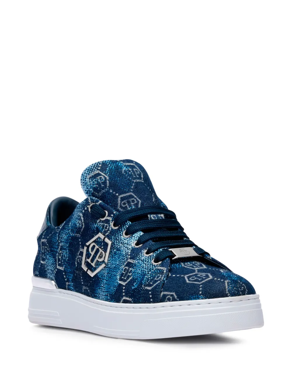 Philipp Plein Low-top sneakers met monogram jacquard Blauw