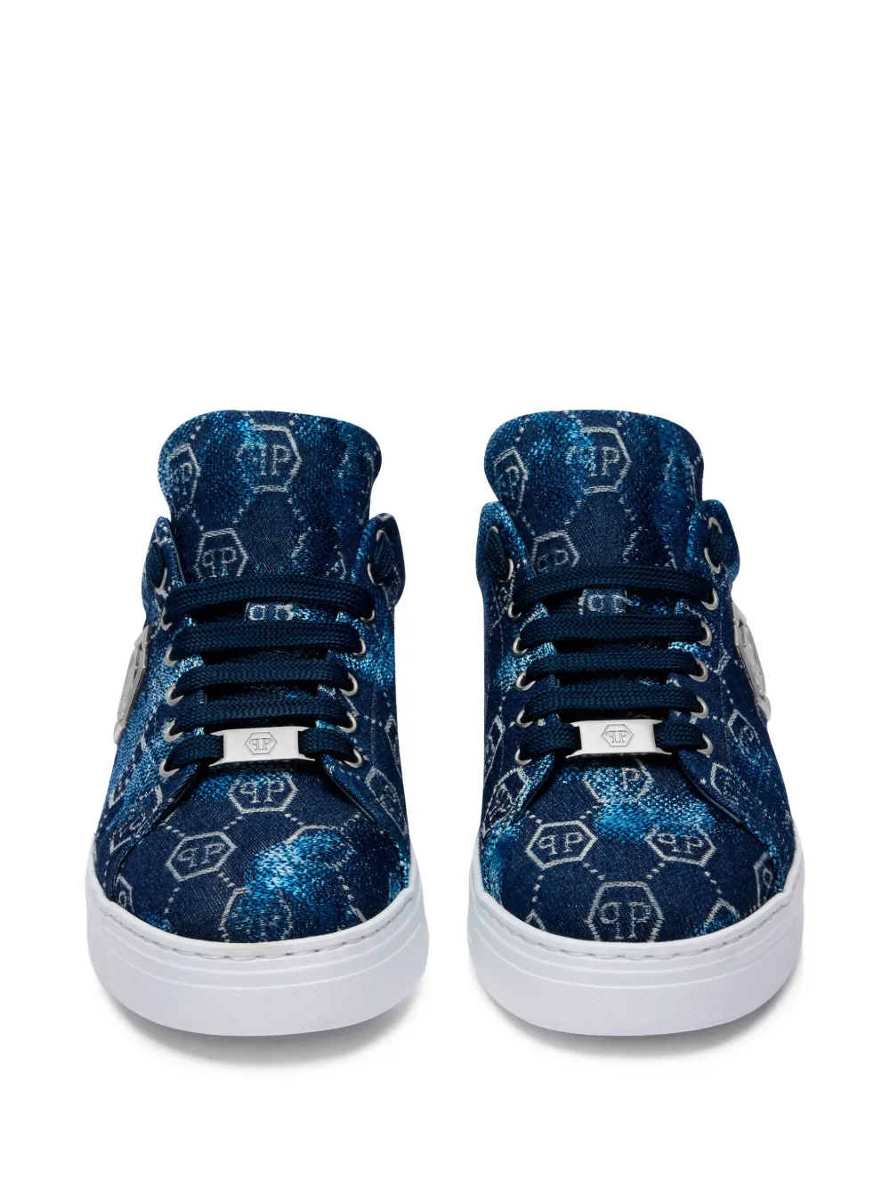 Philipp Plein Low-top sneakers met monogram jacquard Blauw