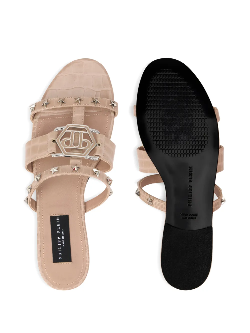 Philipp Plein Hexagon sandalen met sterdetail Beige