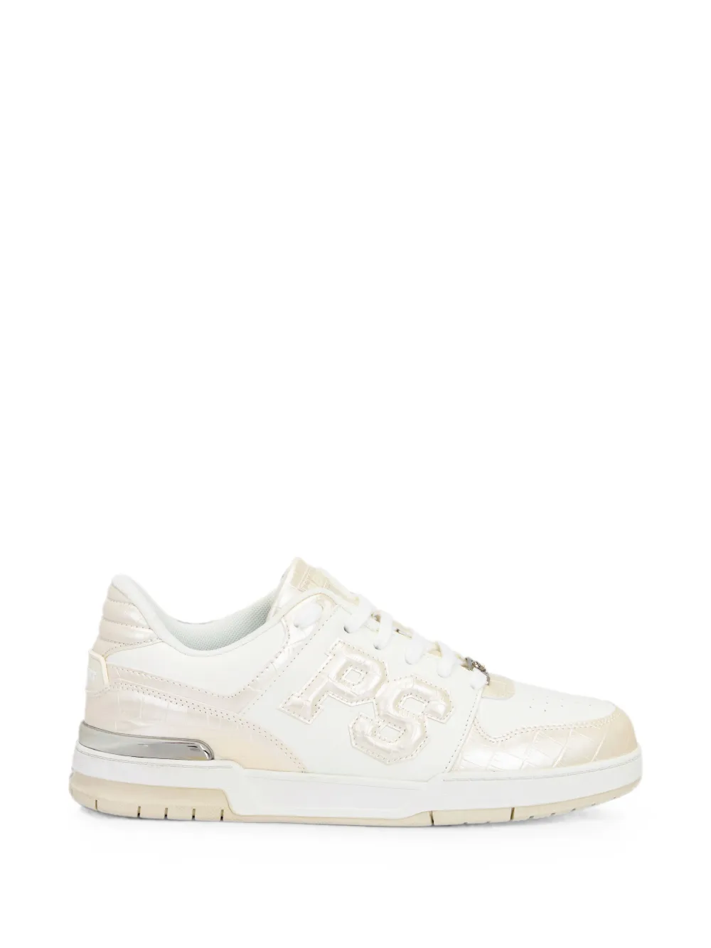 Plein Sport crocodile-effect perforated-toe sneakers - Bianco