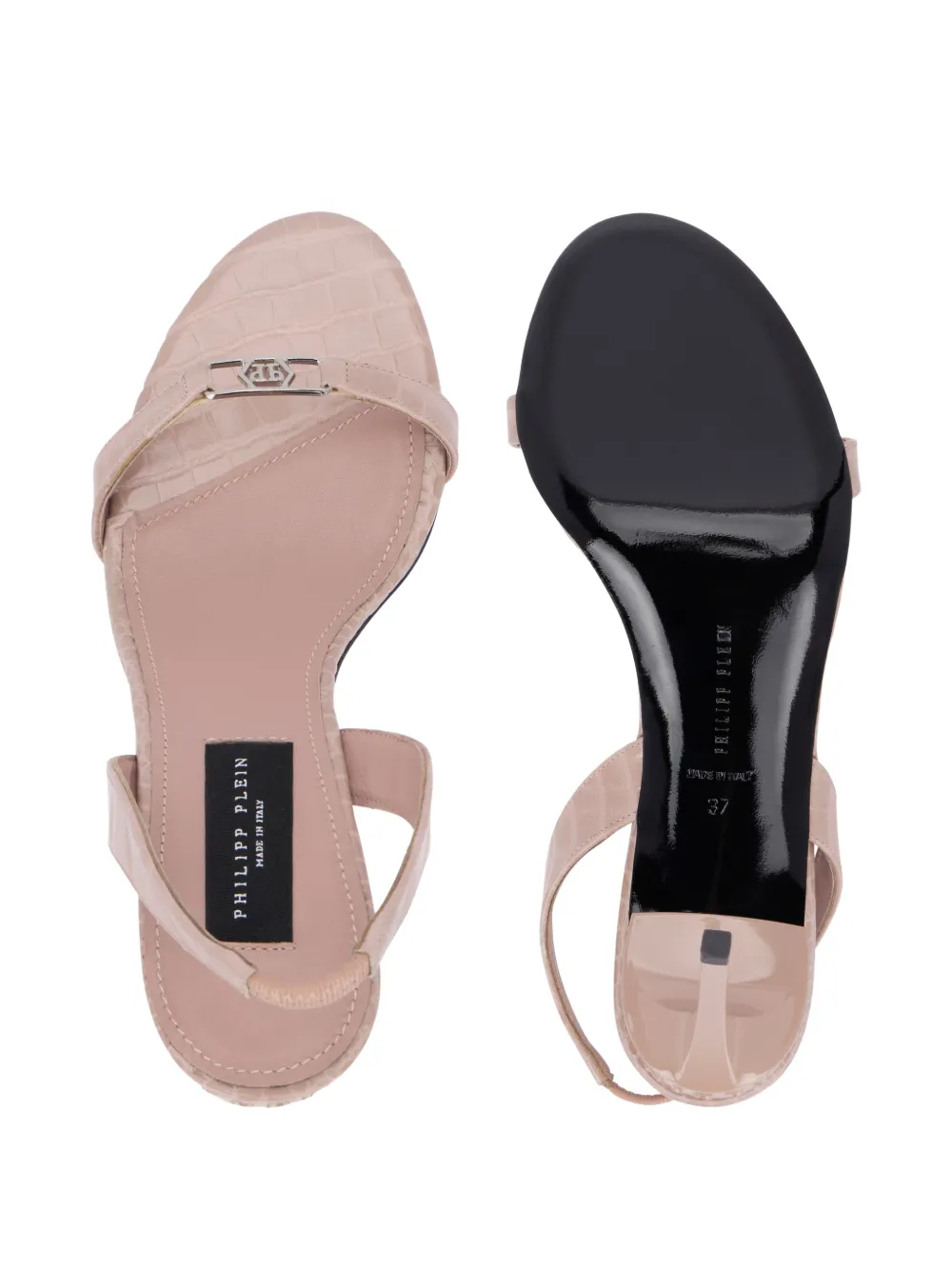 Philipp Plein Hexagon 9 sandalen met hak Beige