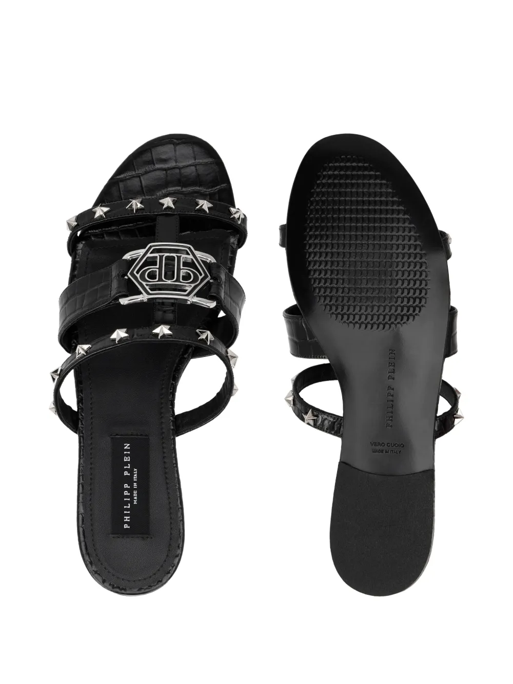 Philipp Plein Cocco stars sandals Zwart