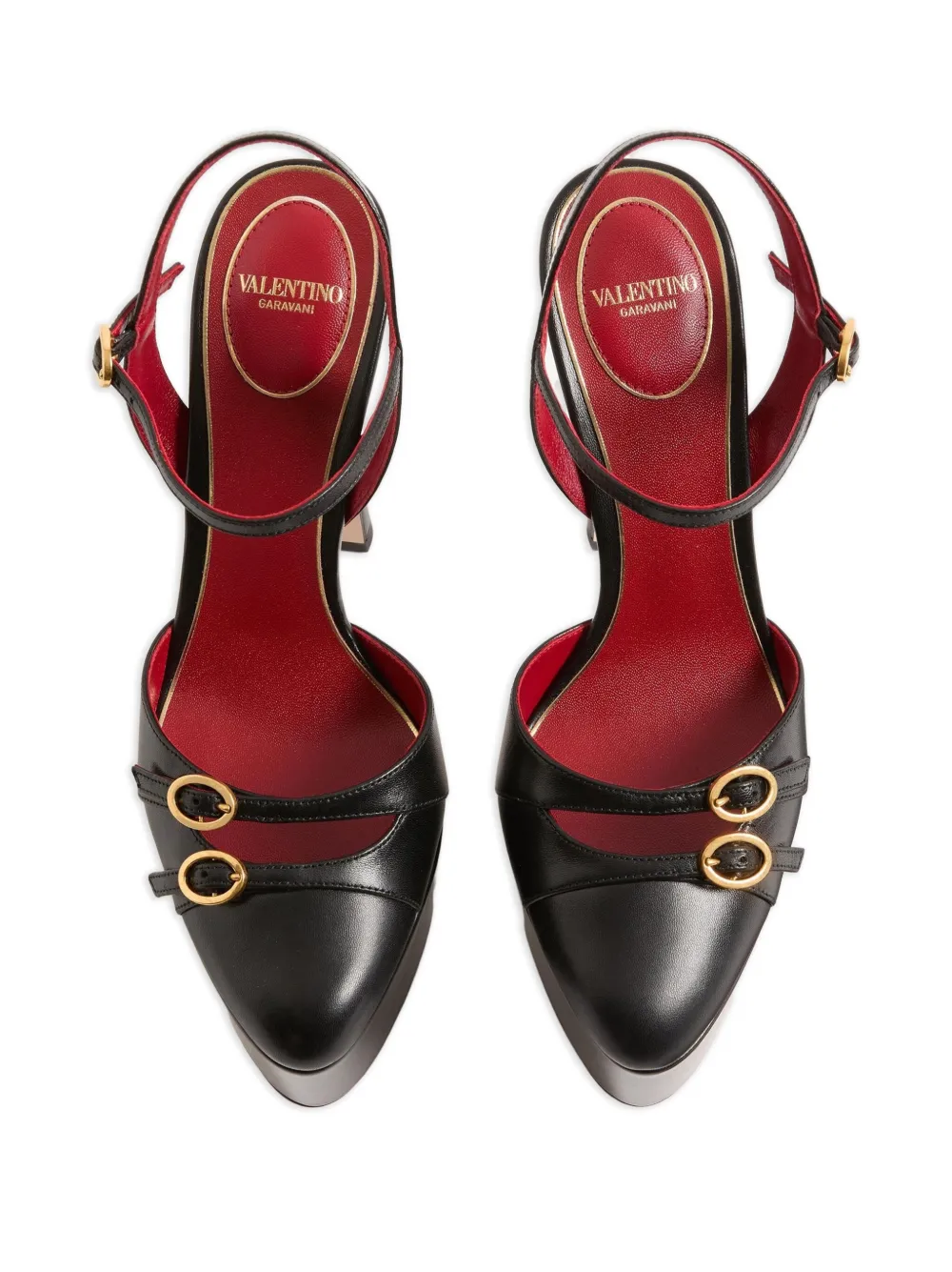 Valentino Garavani 145 mm Crasher pumps met plateauzool en gesp Zwart