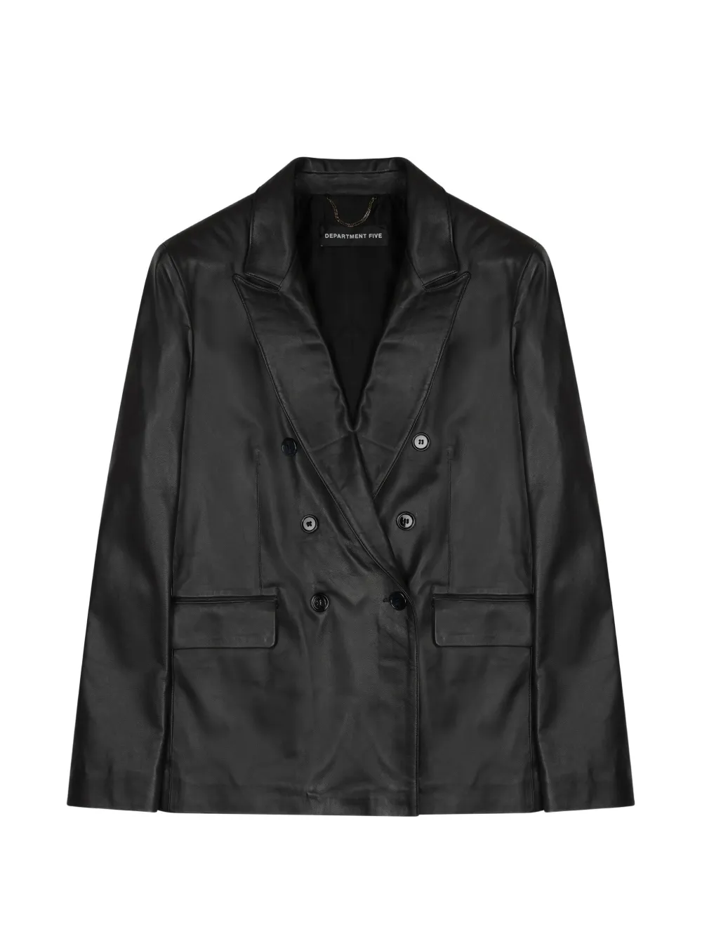 Department 5 double-breasted leather blazer - Marrone