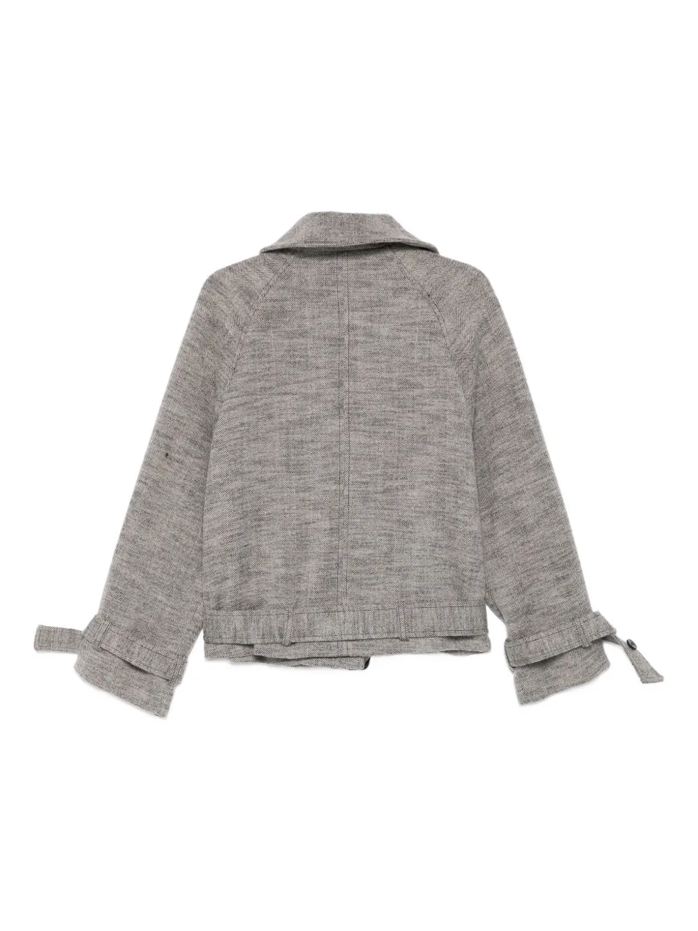Paul Smith Belted Herringbone-pattern Jacket In Gray