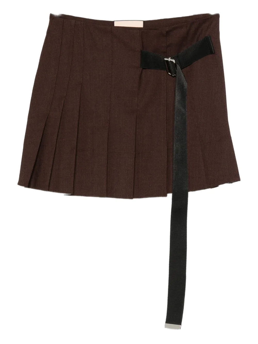 Plan C Pleated Belt Mini Skirt In Burgundy