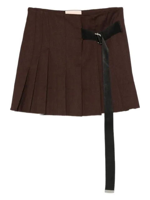 Plan C pleated belt mini skirt