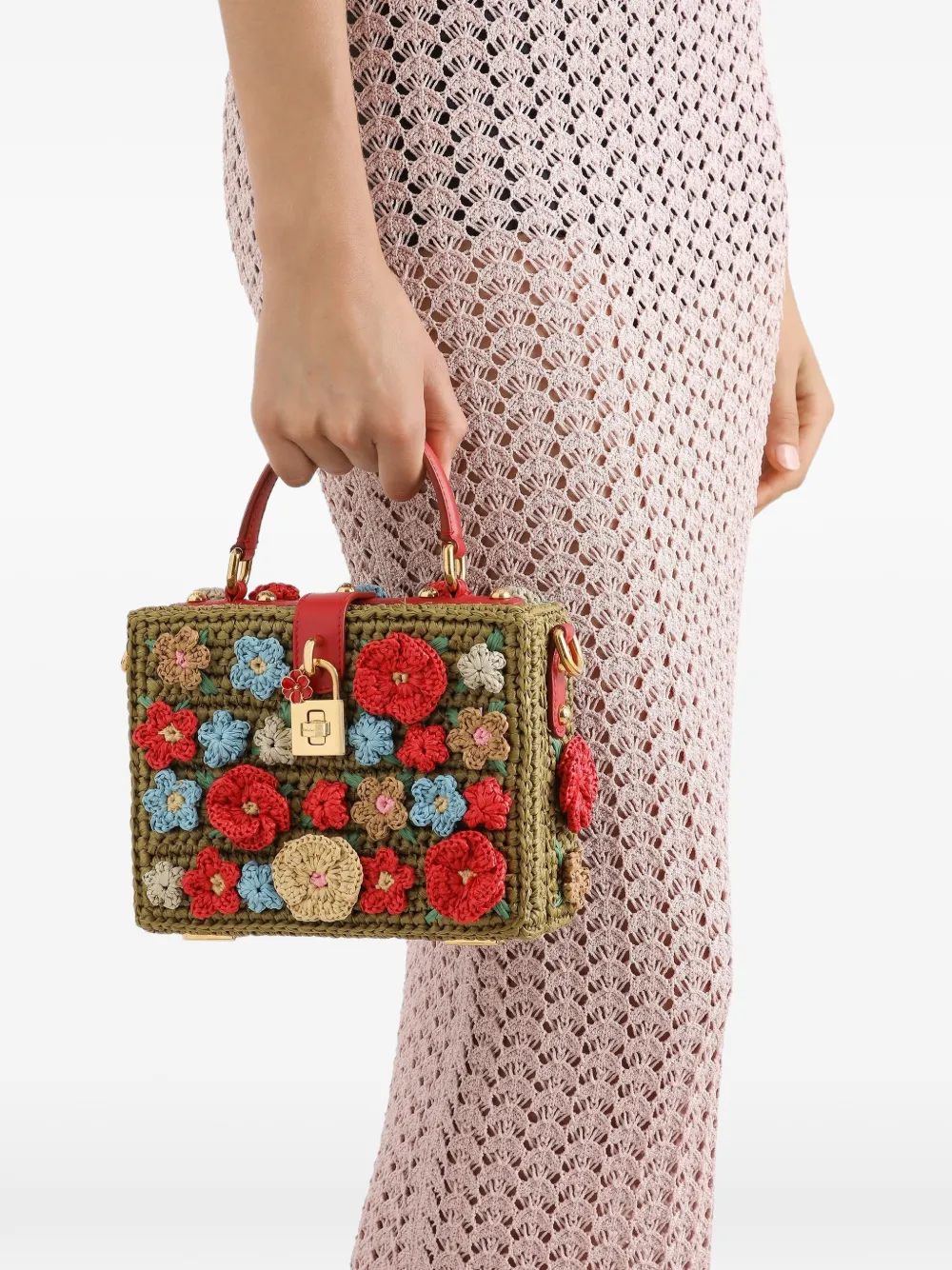 Dolce & Gabbana Dolce Box handtas van gehaakte raffia Groen