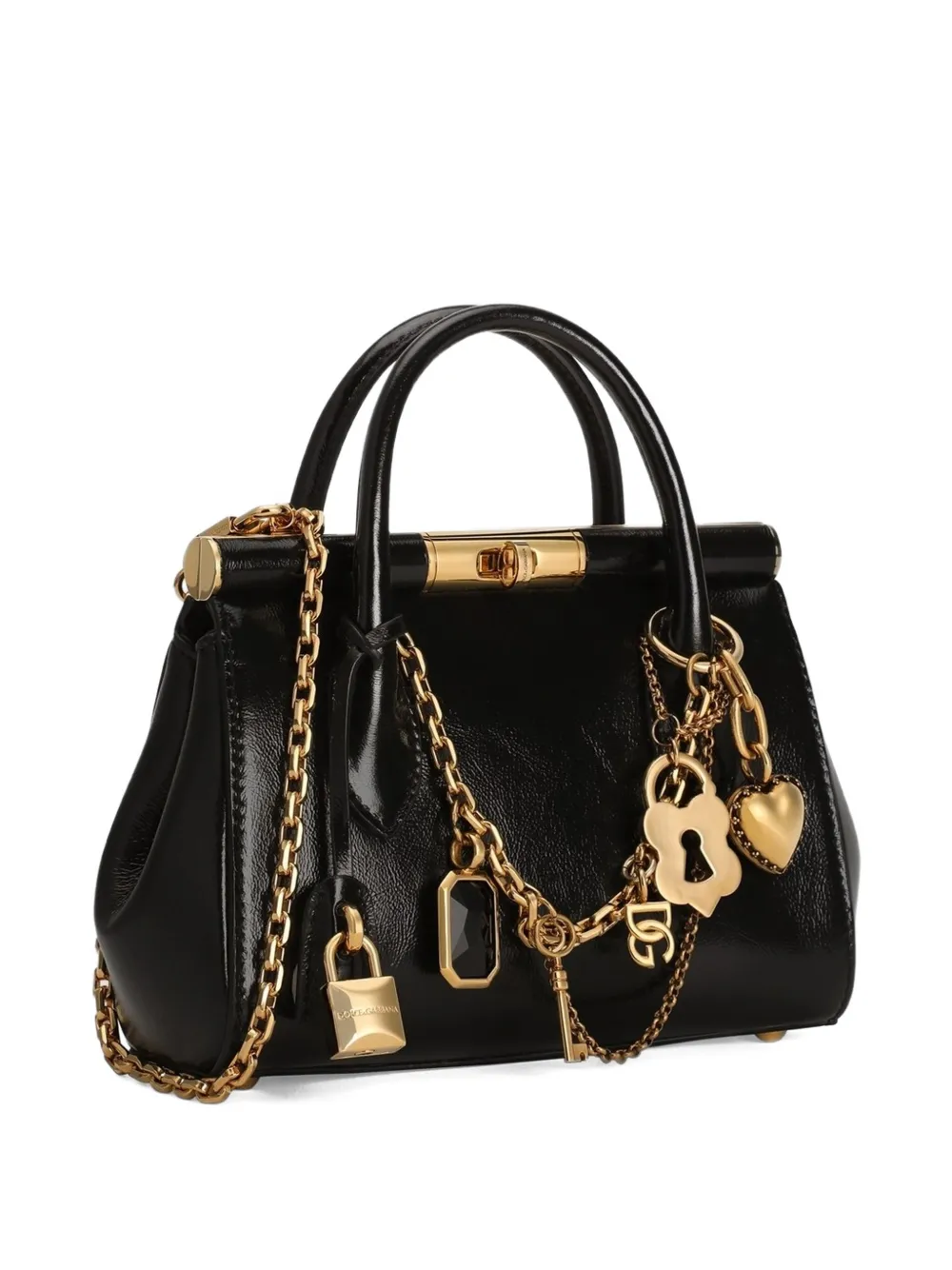 Dolce & Gabbana Mini Charm-detail Tote Bag In Black