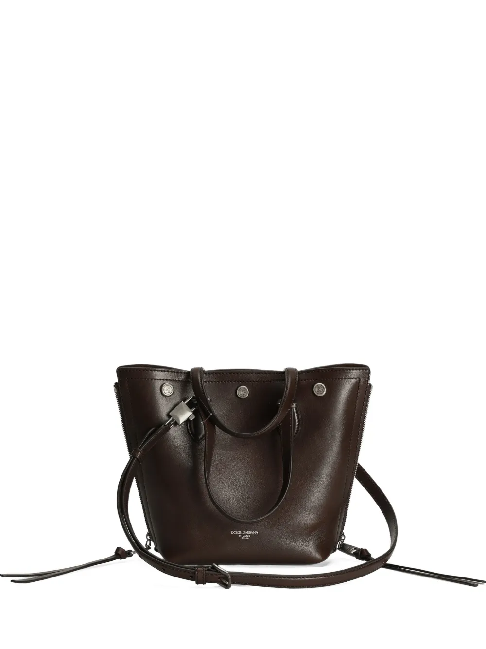 Dolce & Gabbana Atene stud-detail zip shoulder bag - Brown