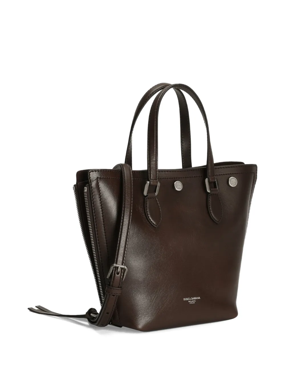 Dolce & Gabbana Atene schoudertas met studs en rits Bruin