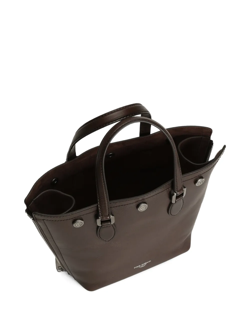 Dolce & Gabbana Atene schoudertas met studs en rits Bruin
