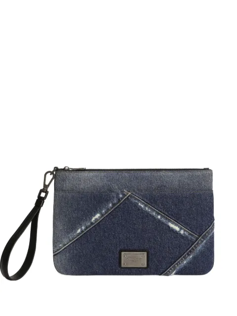 Dolce & Gabbana logo-plaque denim clutch bag