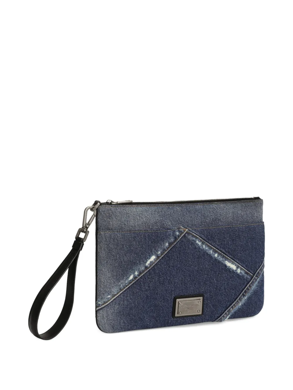 Dolce & Gabbana Denim clutch met logoplakkaat Blauw