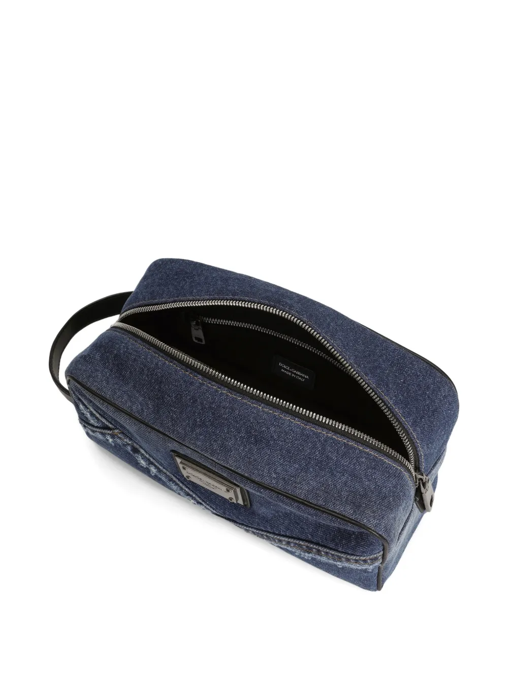 Dolce & Gabbana Denim toilettas met logoplakkaat Blauw