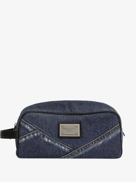 Dolce & Gabbana logo-plaque denim wash bag