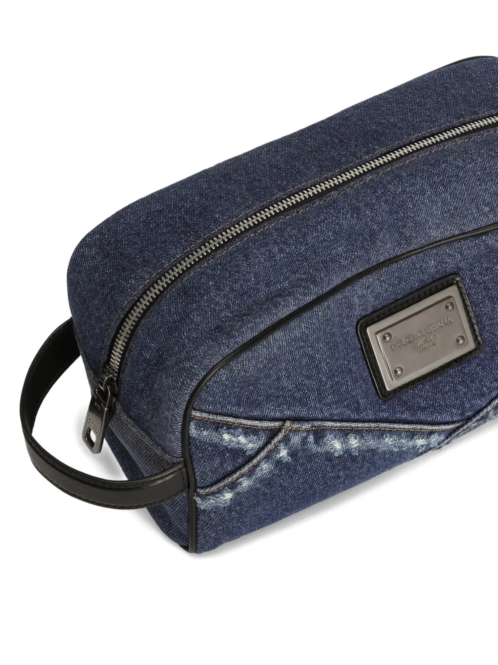 Dolce & Gabbana Denim toilettas met logoplakkaat Blauw