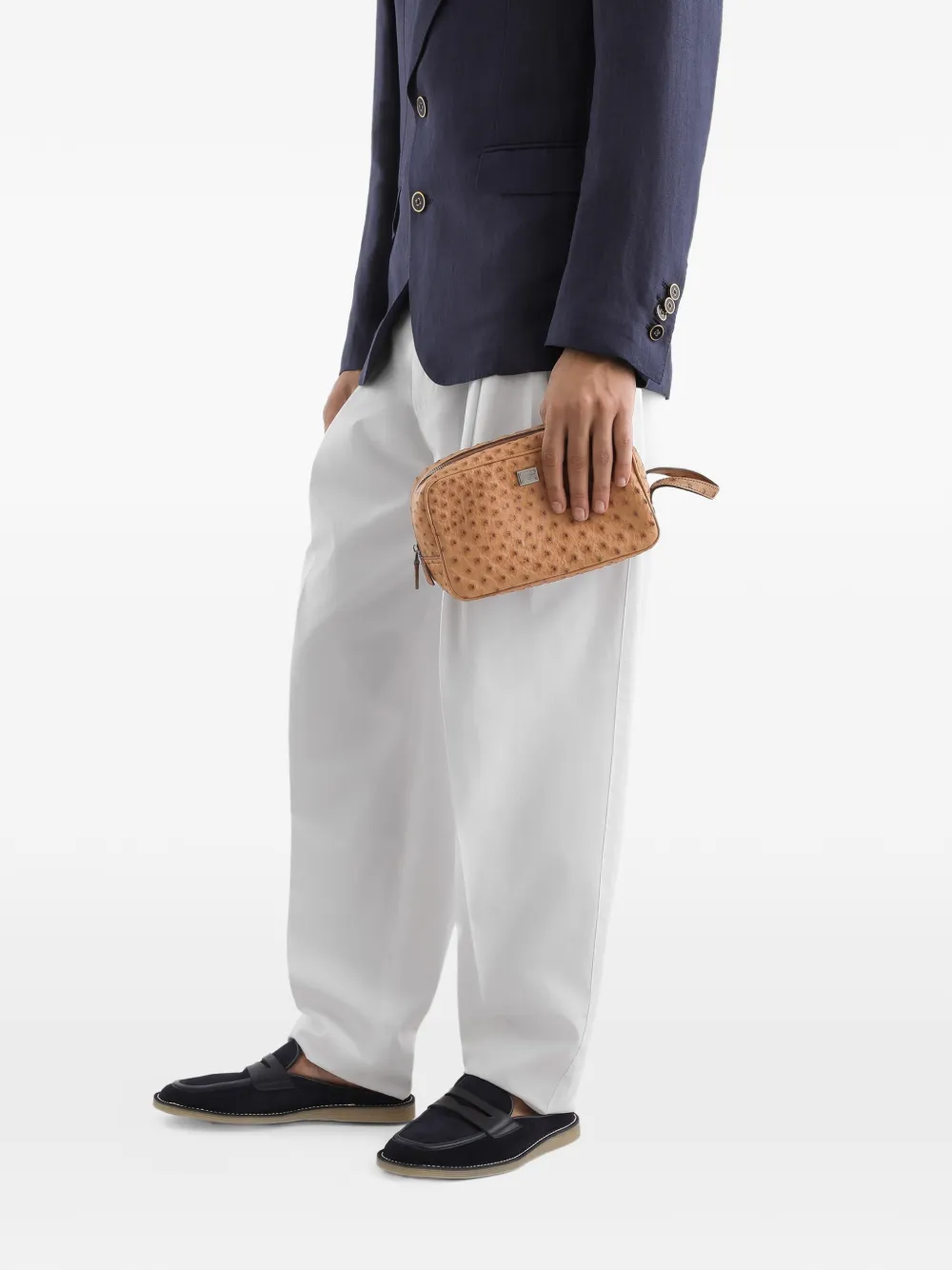 Dolce & Gabbana ostrich-skin clutch bag - Bruin