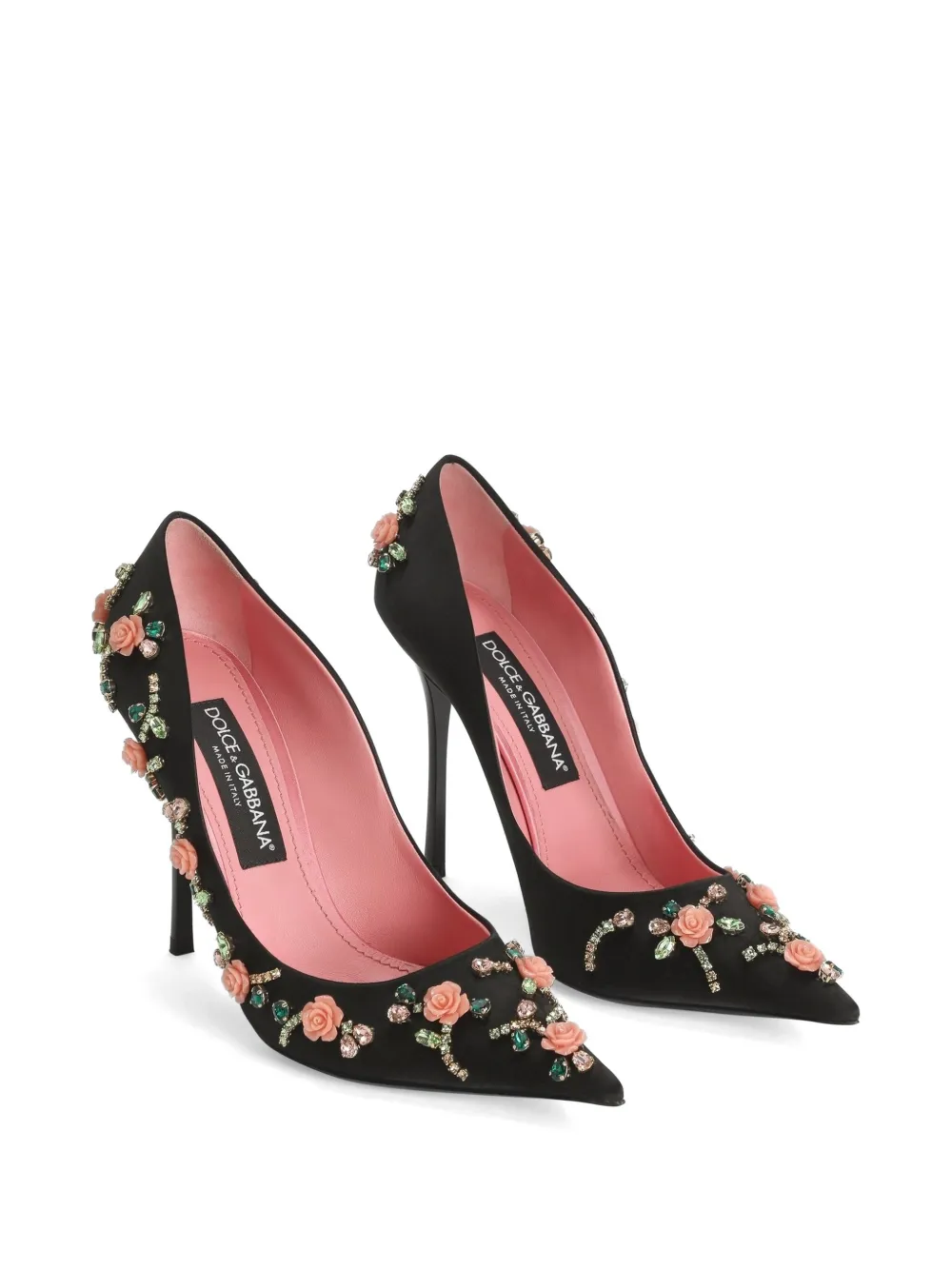 Dolce & Gabbana satin pumps with embellishment Zwart