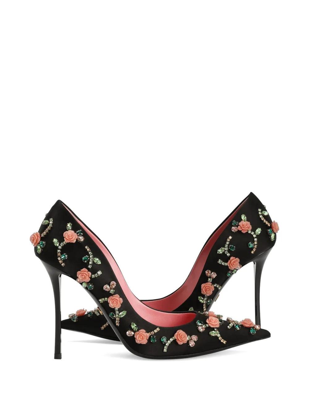 Dolce & Gabbana satin pumps with embellishment Zwart