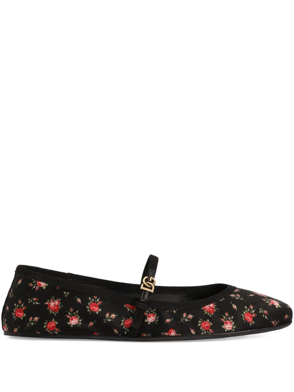 Dolce & Gabbana Floral Strap Ballet Flats In Multi