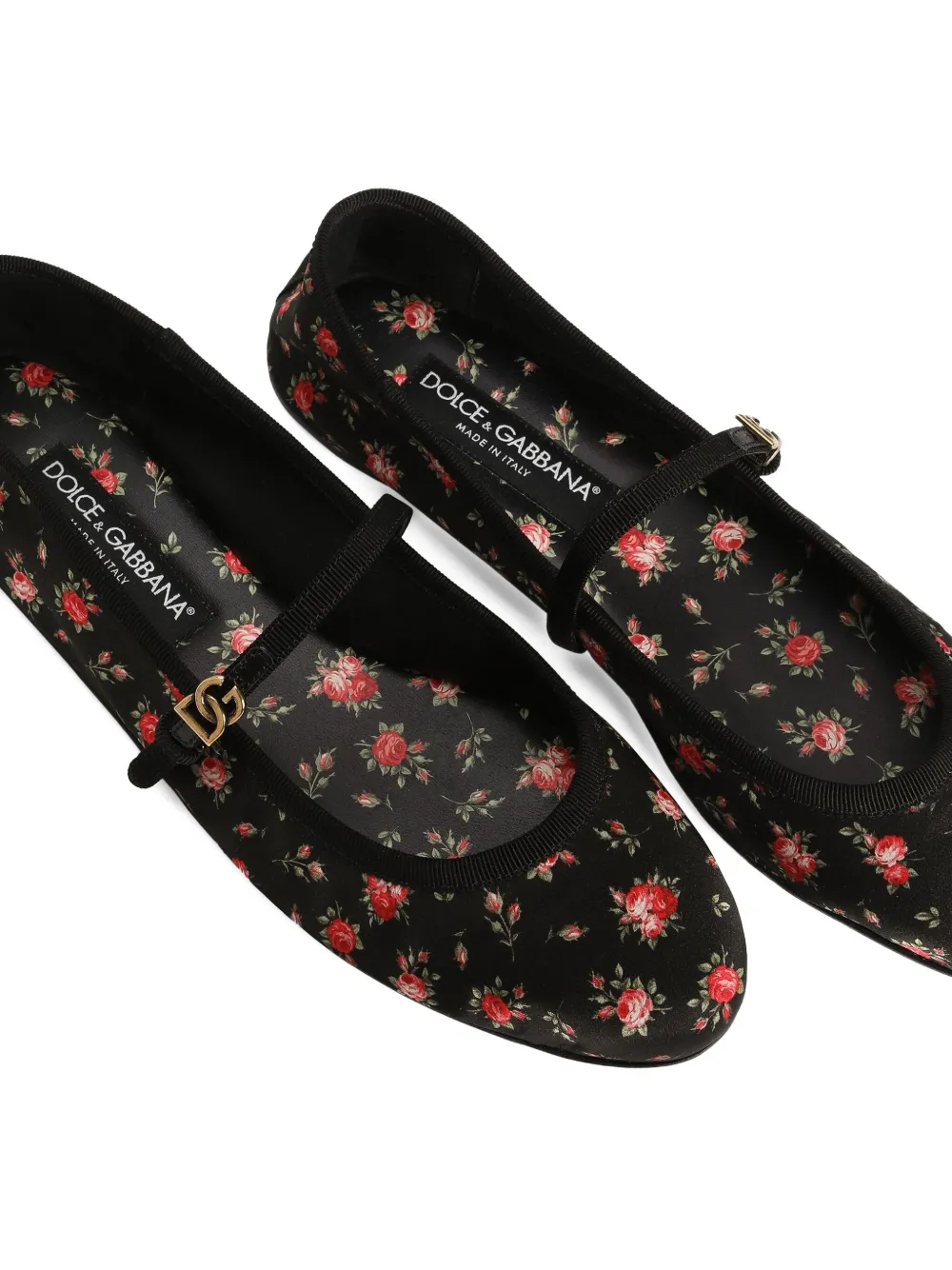 Dolce & Gabbana Floral Strap Ballet Flats In Multi