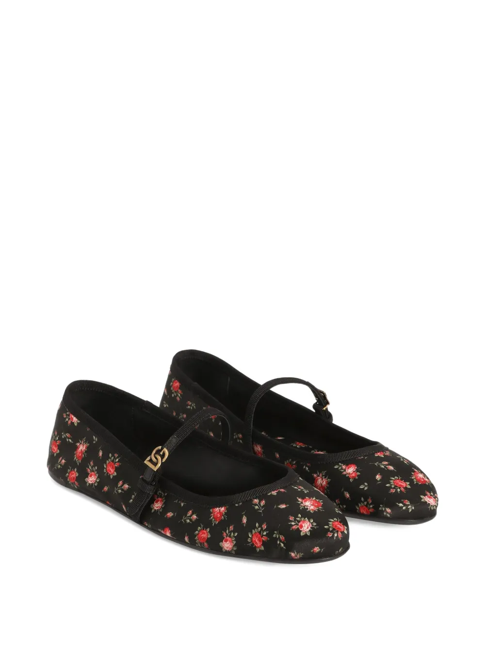 Dolce & Gabbana Floral Strap Ballet Flats In Multi