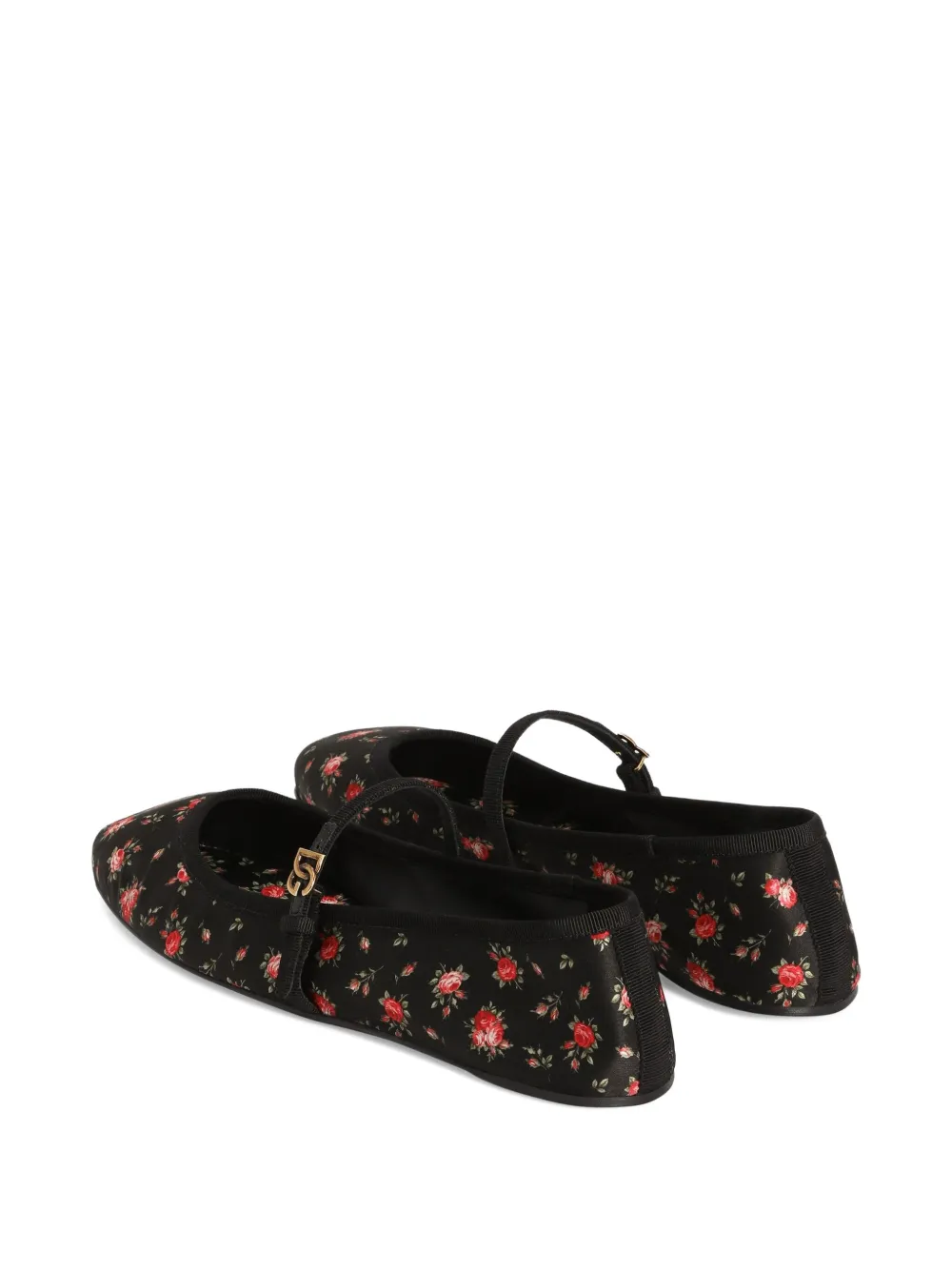 Dolce & Gabbana Floral Strap Ballet Flats In Multi