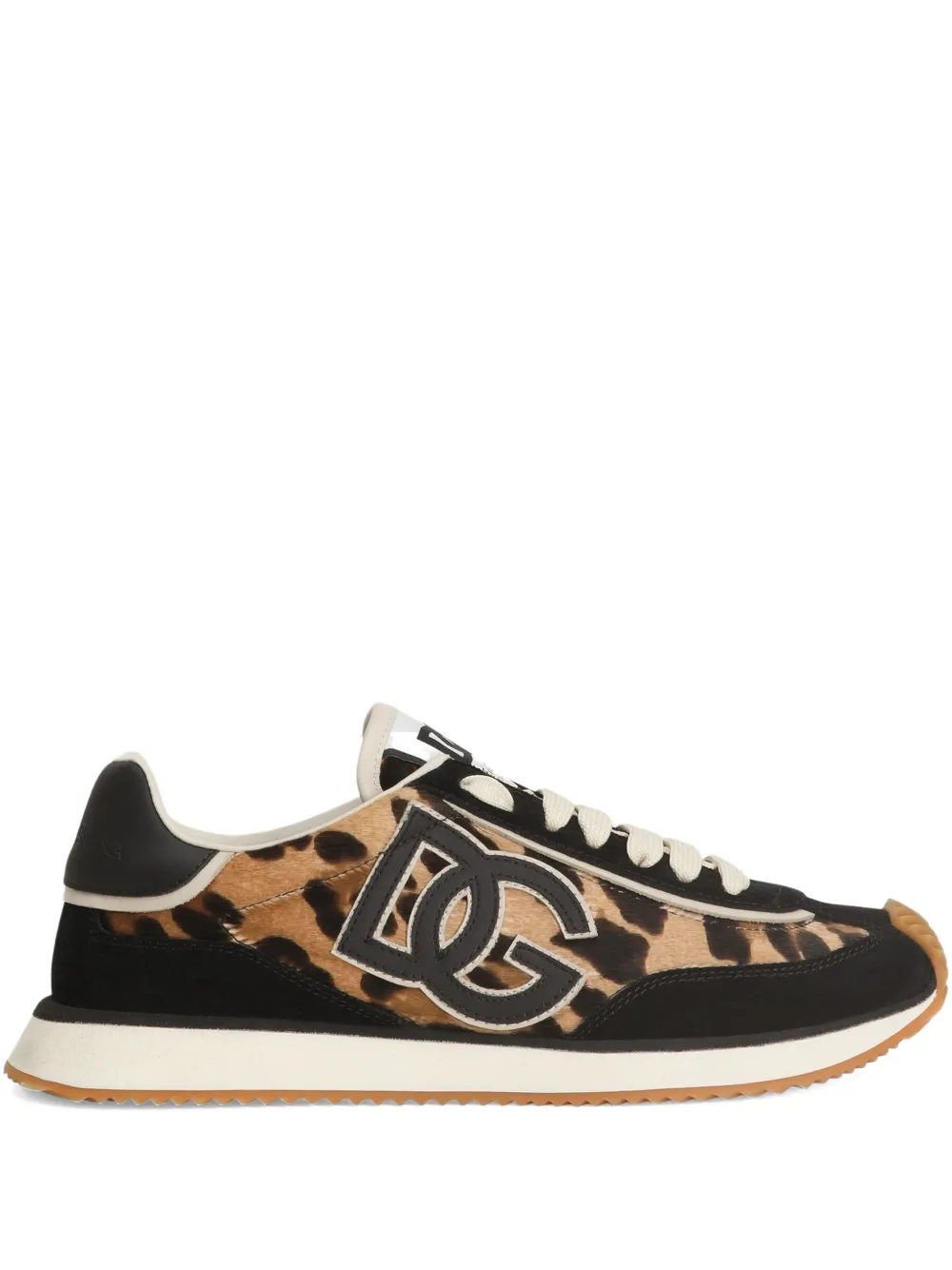 Dolce & Gabbana Animal Print Low Top Sneakers With Rubber Sole In Black