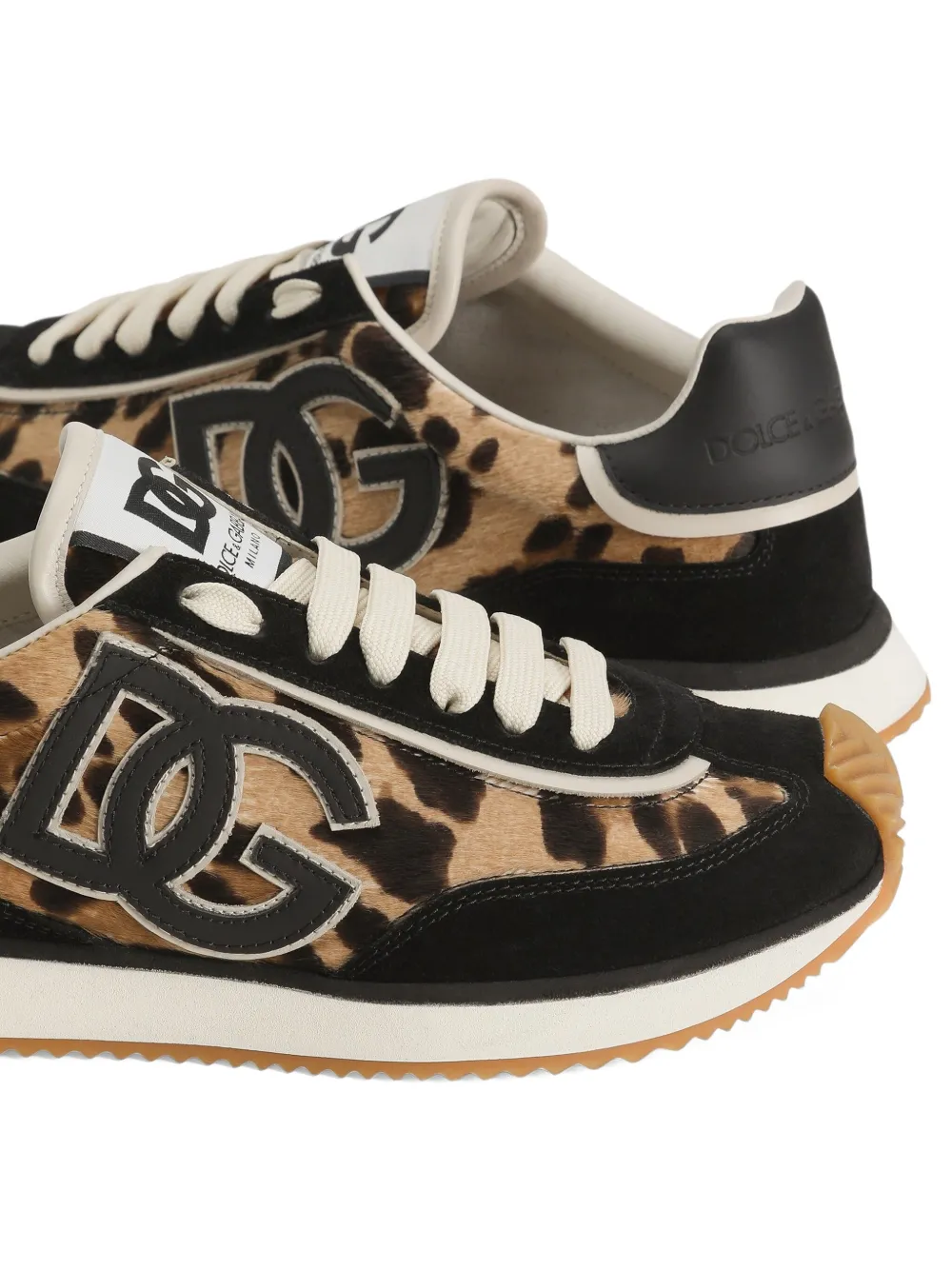 Dolce & Gabbana Animal Print Low Top Sneakers With Rubber Sole In Black