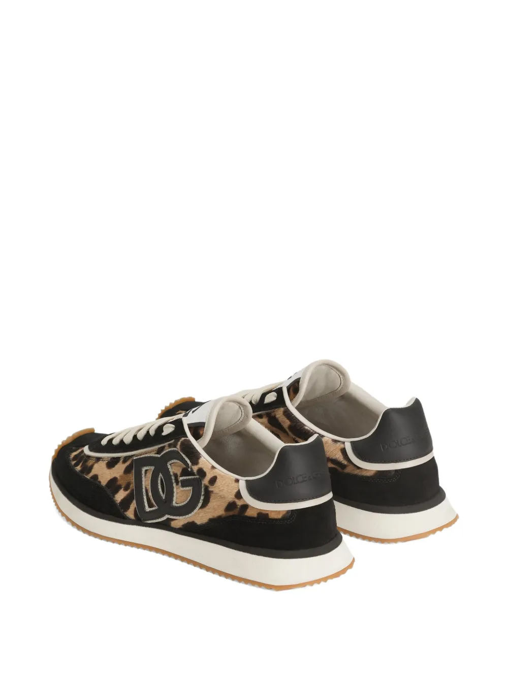 Dolce & Gabbana Animal Print Low Top Sneakers With Rubber Sole In Black