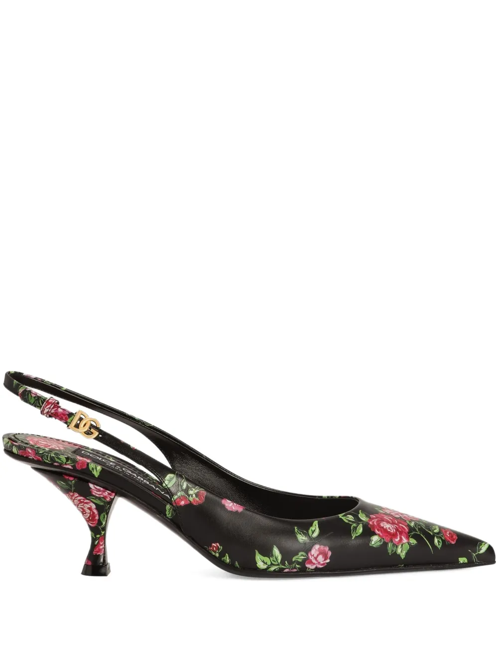 Dolce & Gabbana 60mm Floral Slingback Slippers In Black
