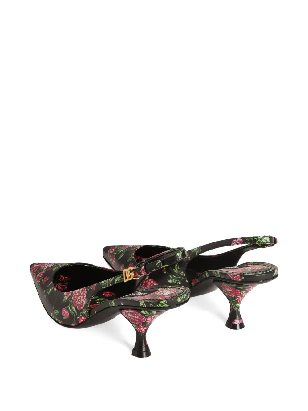 Dolce & Gabbana 60mm Floral Slingback Slippers In Black