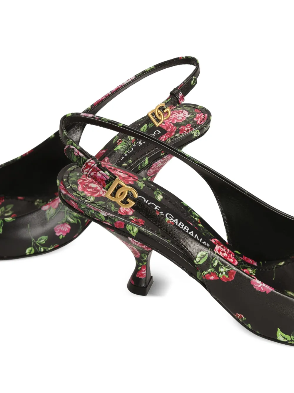 Dolce & Gabbana 60mm Floral Slingback Slippers In Black