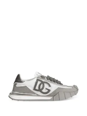 Dolce & Gabbana DG Rhinestone Logo Sneakers | White | FARFETCH