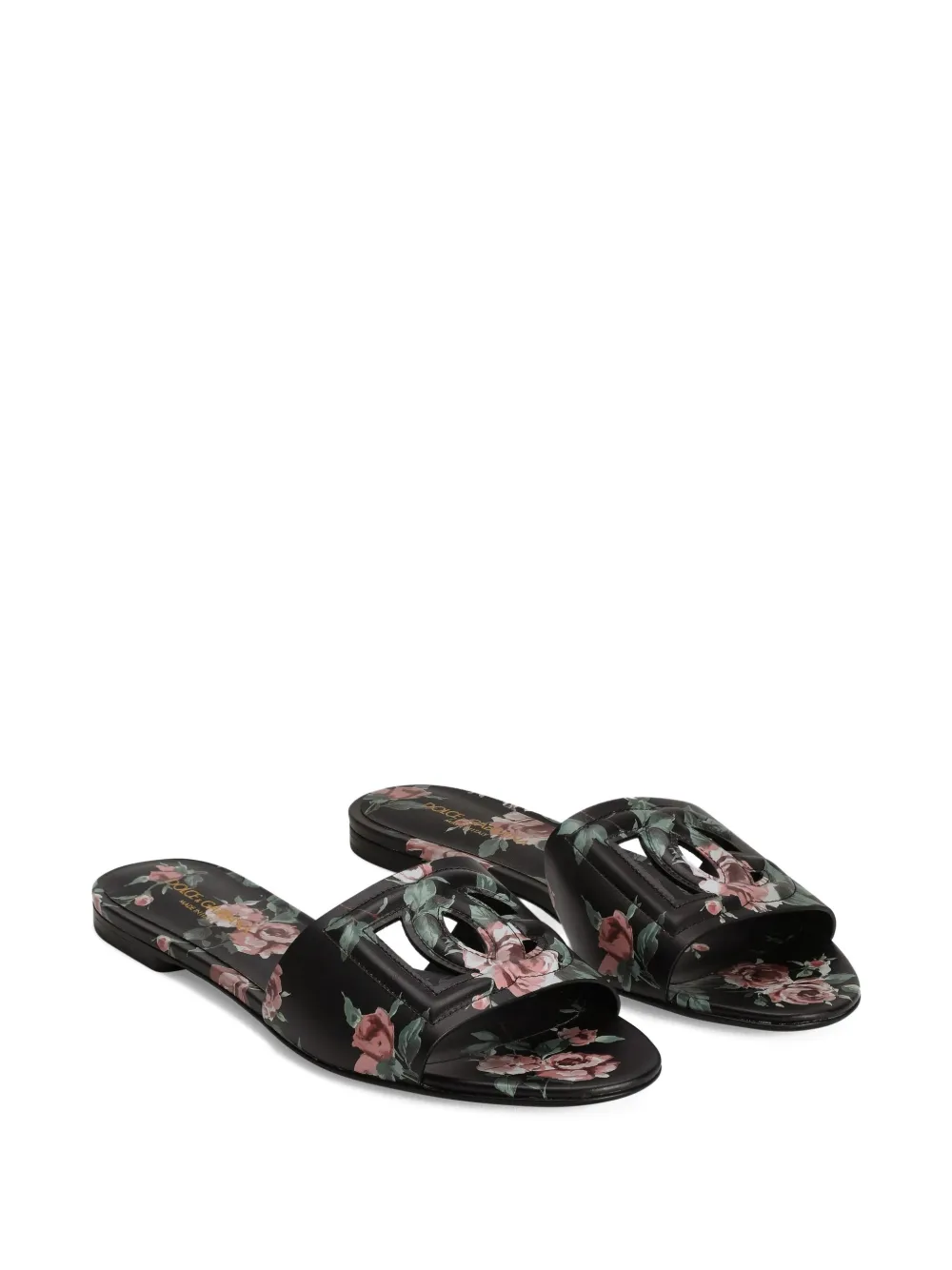 Dolce & Gabbana Slippers met bloemenprint Zwart