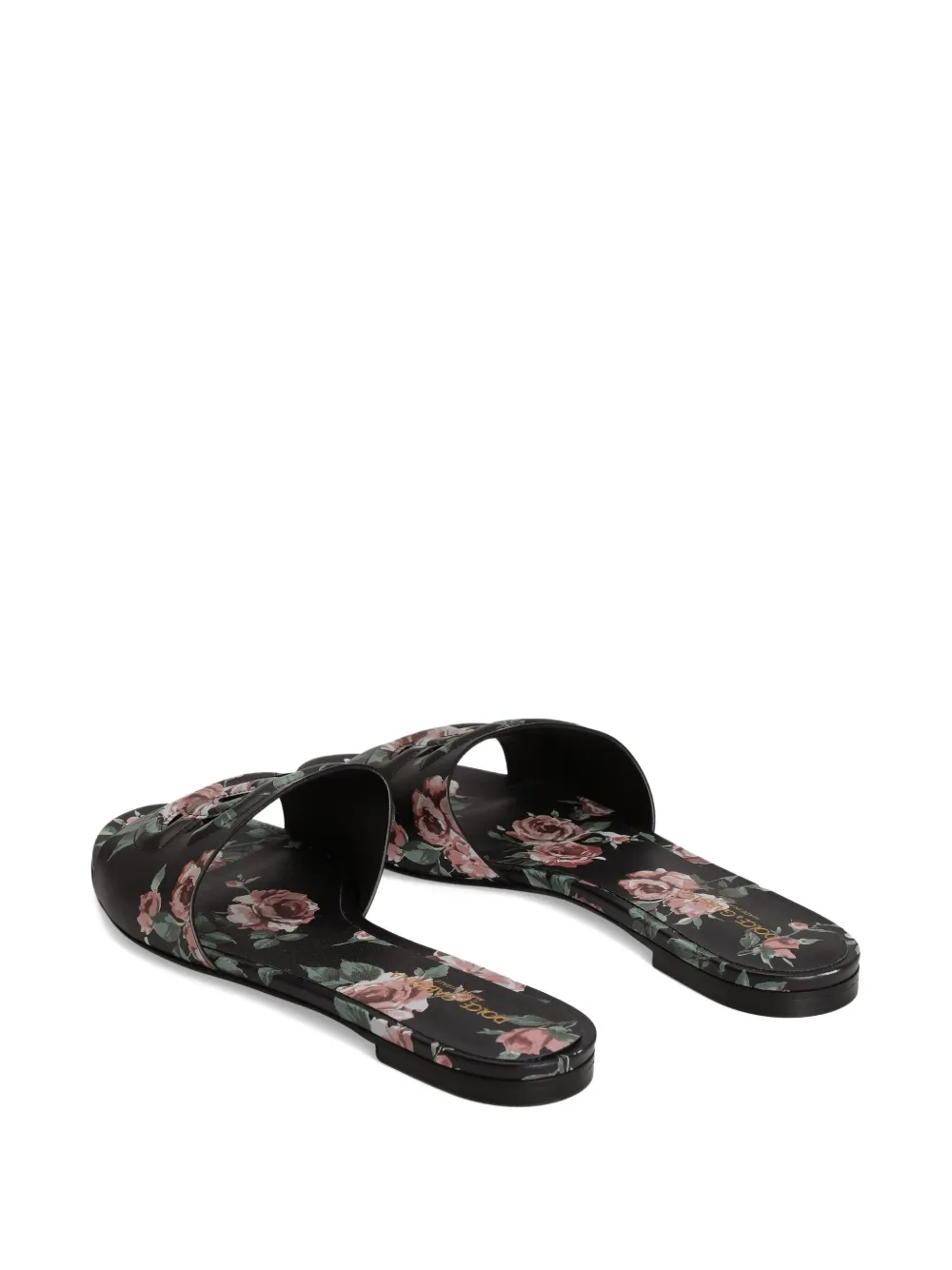 Dolce & Gabbana Slippers met bloemenprint Zwart