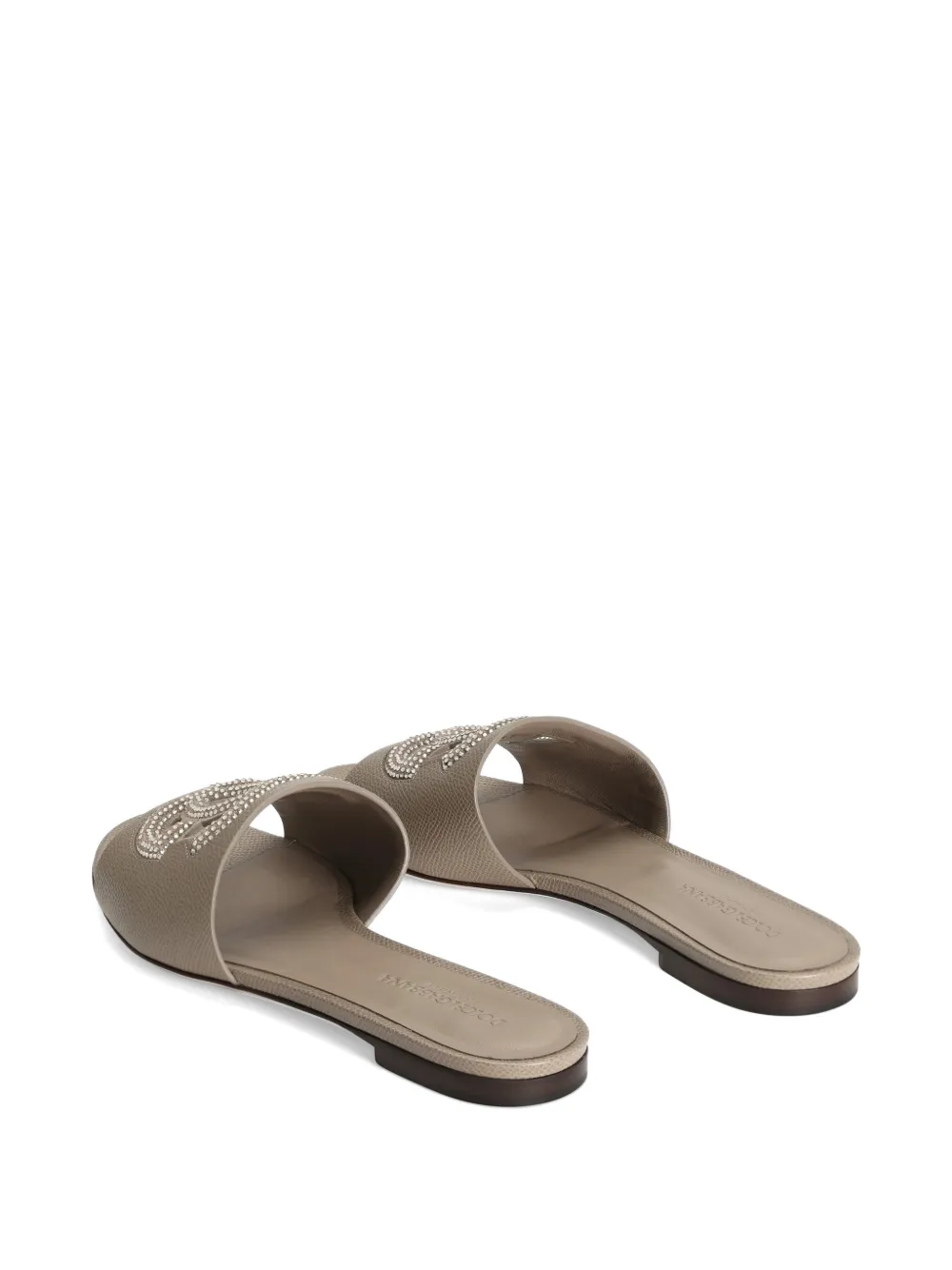 Dolce & Gabbana Suède en Dauphine kalfsleren slippers met stras Bruin