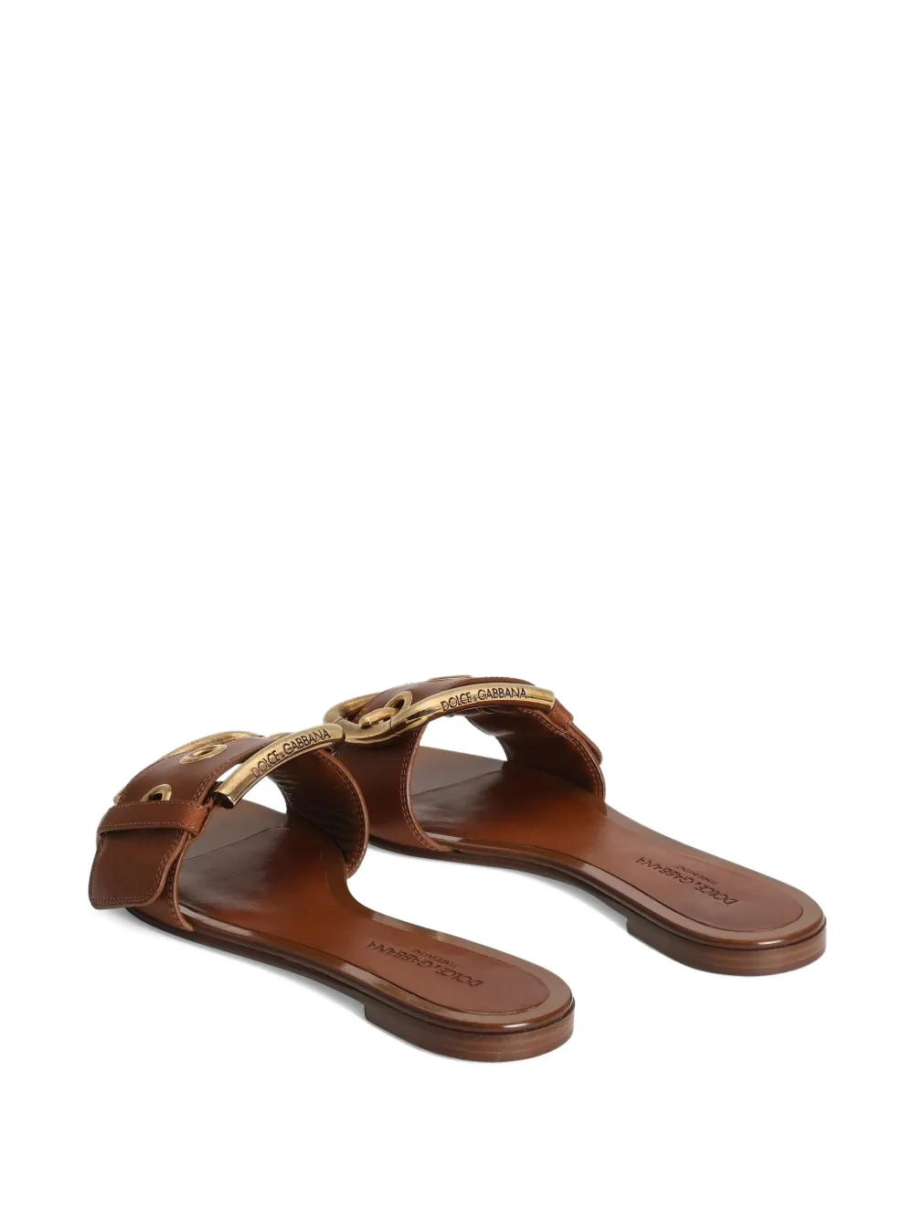 Dolce & Gabbana Platte sandalen met gespdetail Bruin