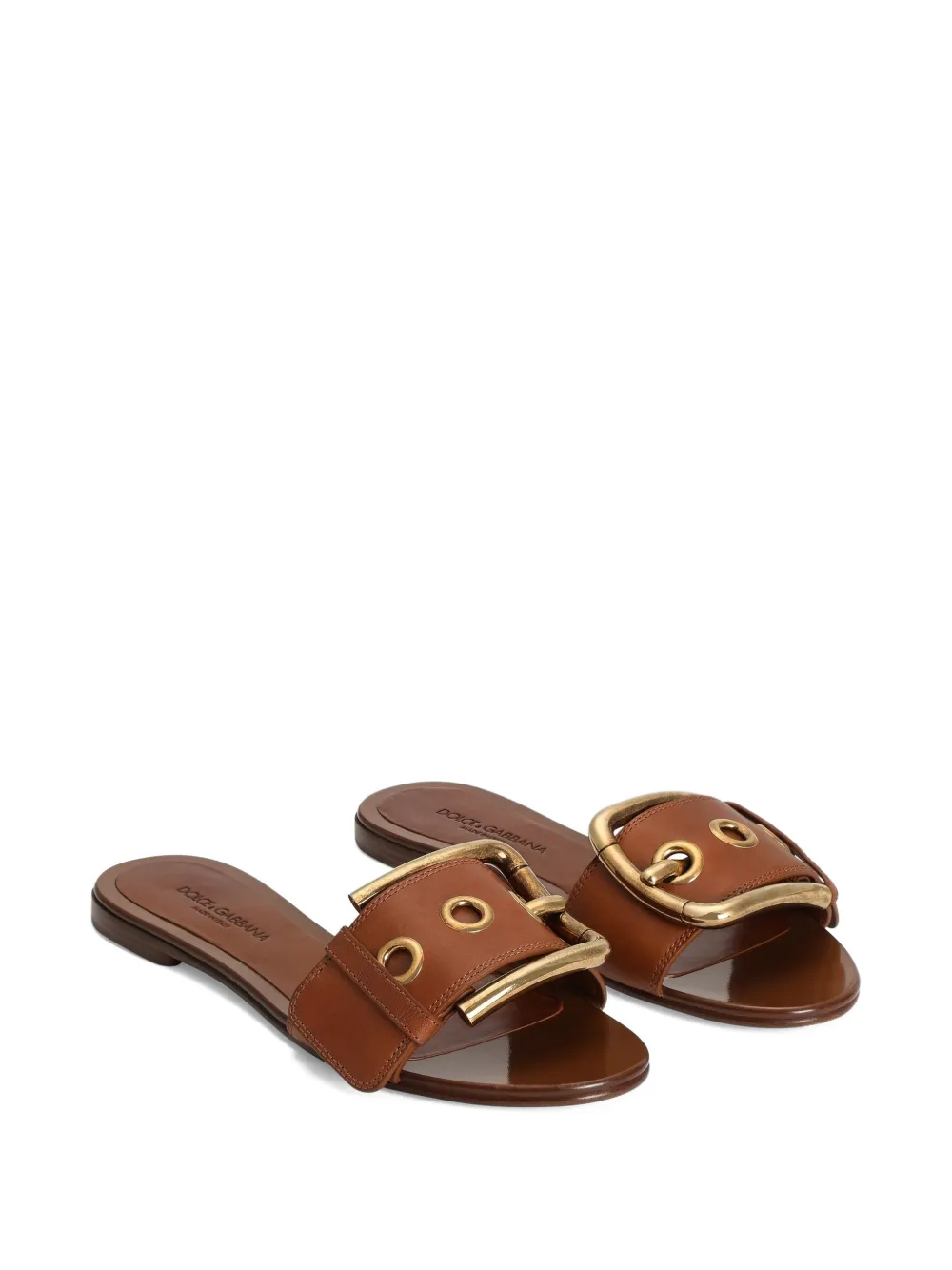 Dolce & Gabbana Platte sandalen met gespdetail Bruin