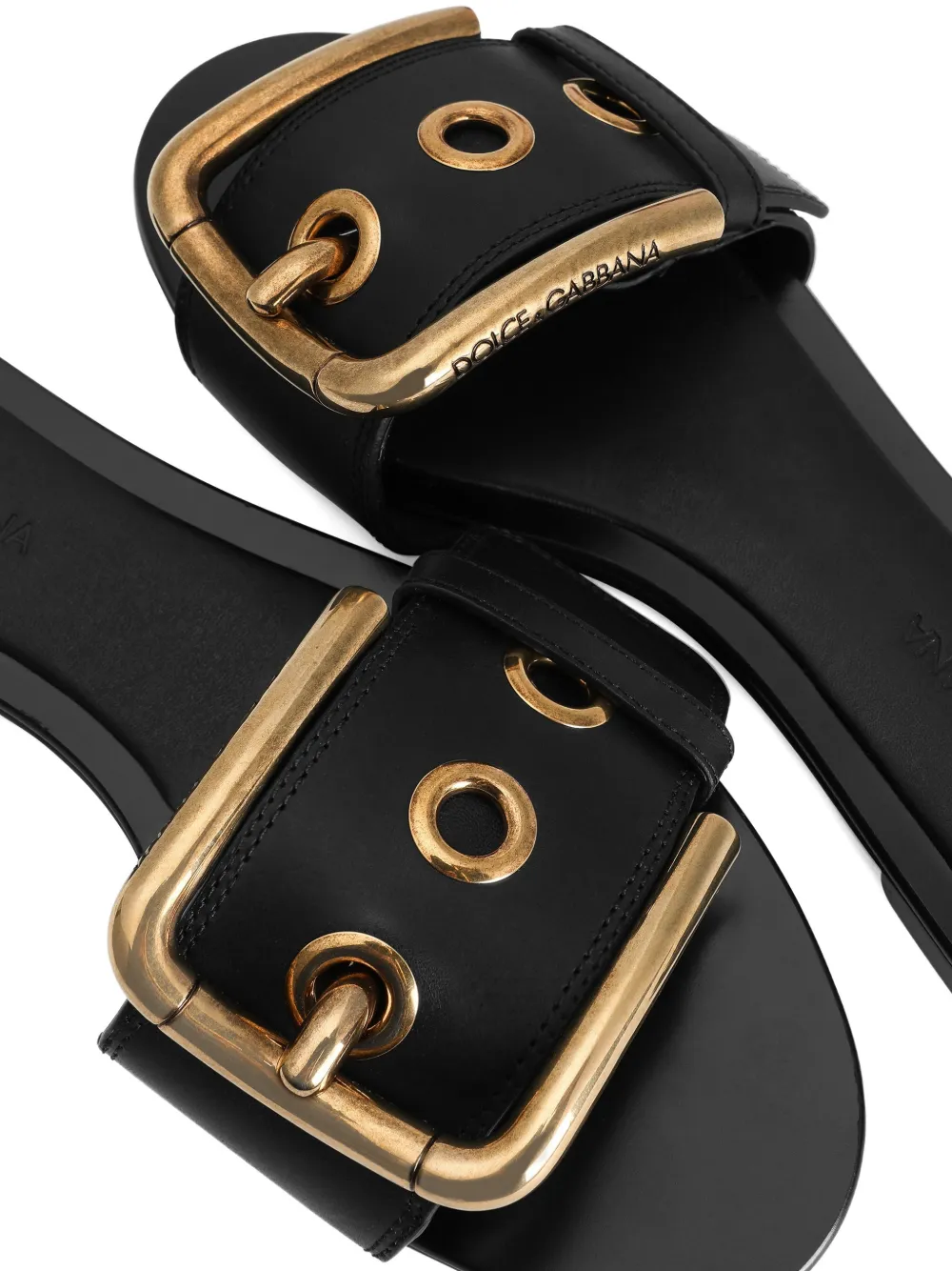 Dolce & Gabbana buckle-detail flat sandals Zwart