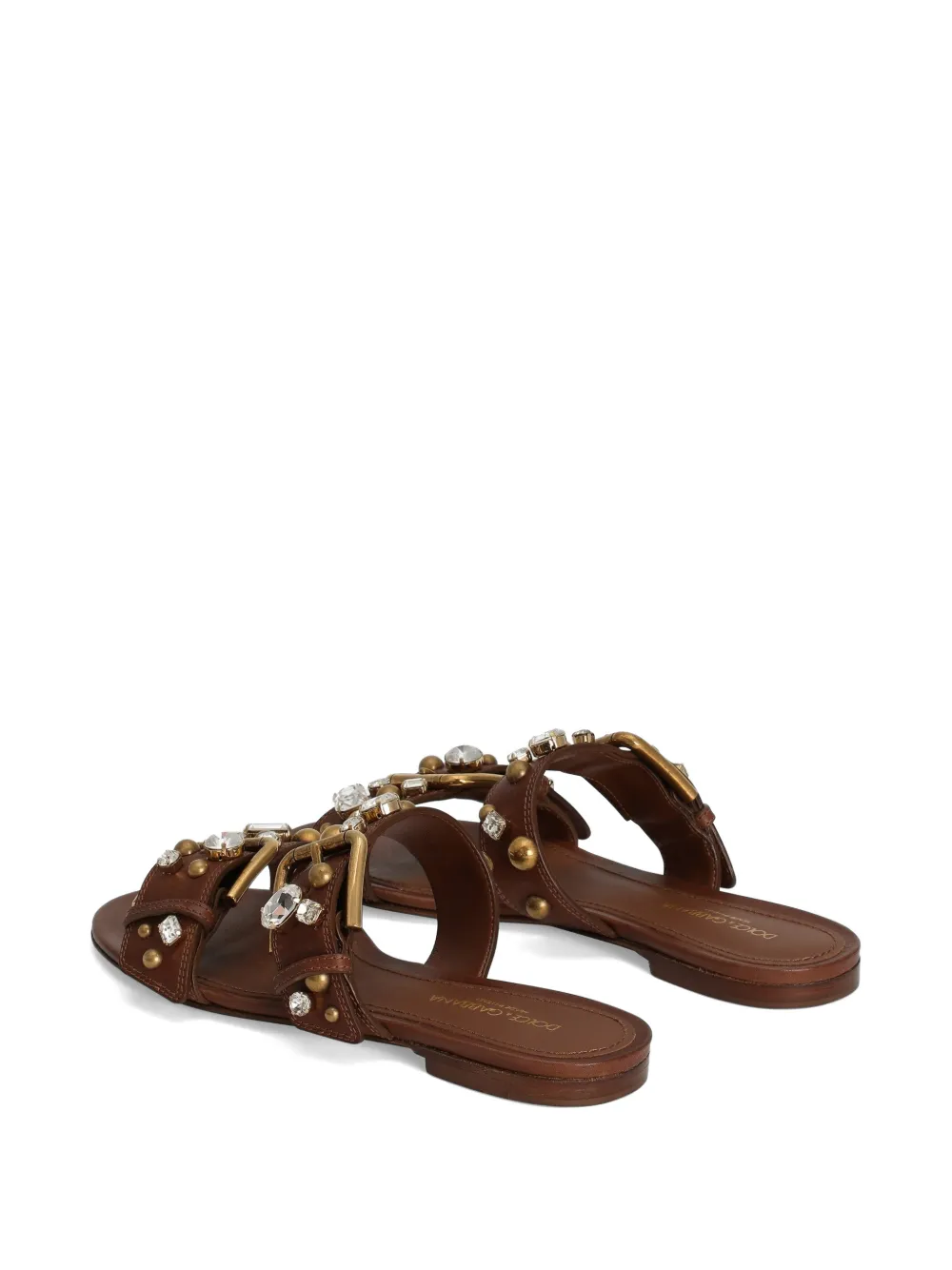 Dolce & Gabbana cowhide embellished flat slippers Bruin
