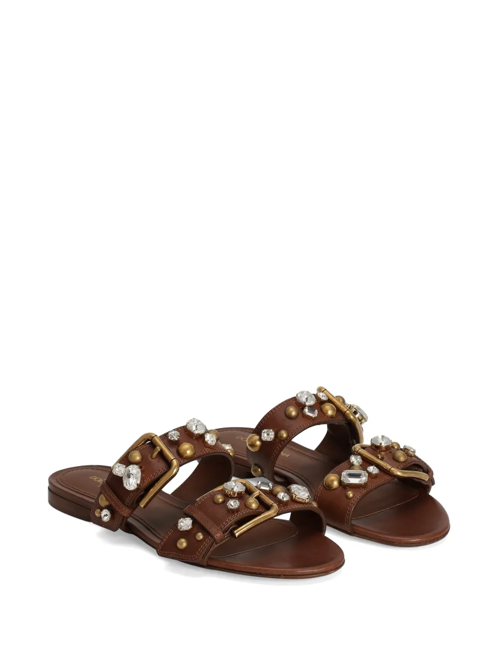 Dolce & Gabbana cowhide embellished flat slippers Bruin