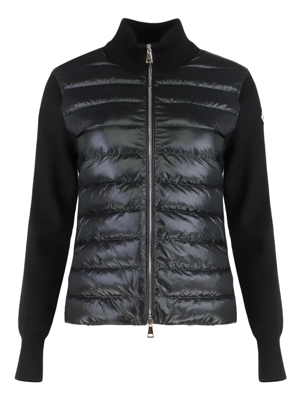 Moncler Ribbed Wool And Quilted Shell Down Jacket In Black