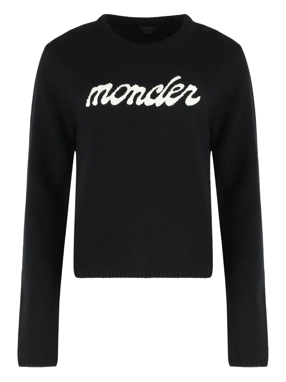 Moncler Sweater With Round Neck In Wool And Cashmere In Black