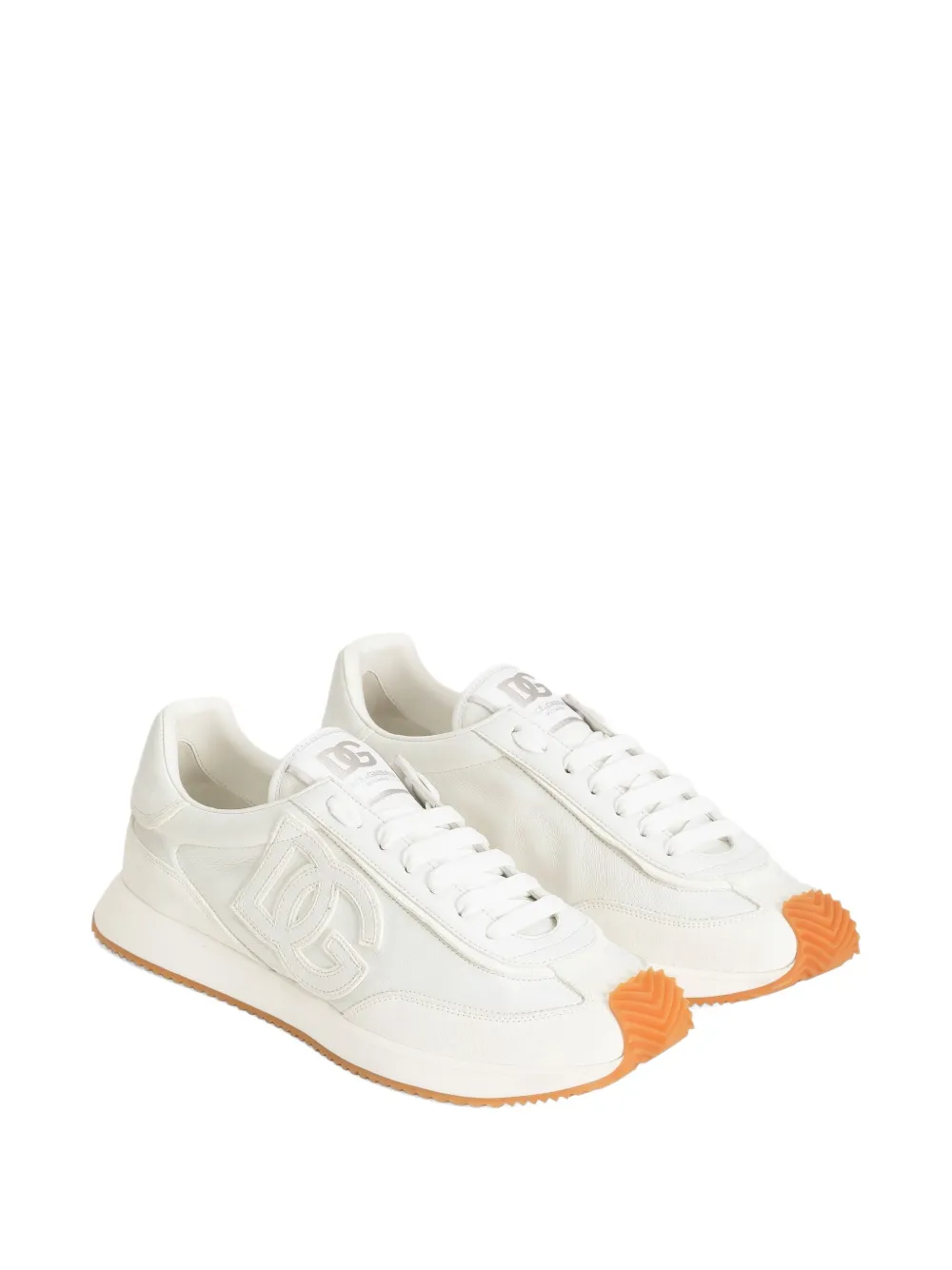 Dolce & Gabbana Men White Low Top Sneakers With Logo Patch On Tongue And Side In Leather Man