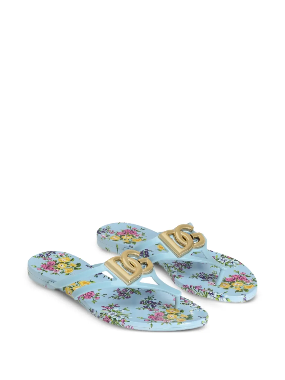 Dolce & Gabbana Teenslippers met bloemenprint Blauw