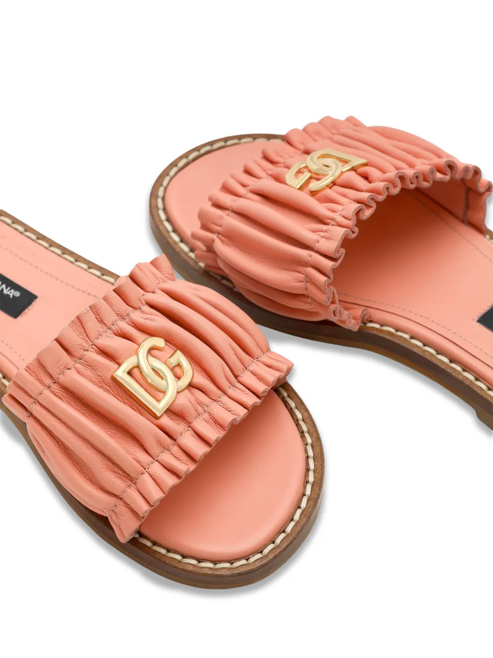 Dolce & Gabbana Kids Slippers van nappaleer Roze