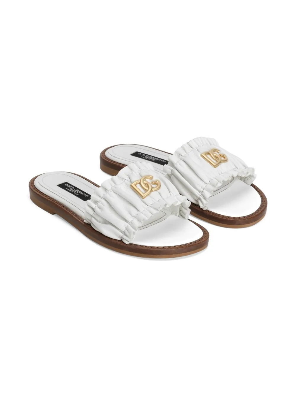Dolce & Gabbana Kids shirred logo sandals - Bianco