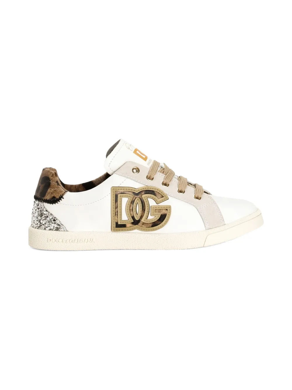 Dolce & Gabbana Kids logo-appliqué animal-print sneakers Wit